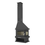 Chimenea de Leña de Esquina C-302 D 11kW lado de cristal a la derecha