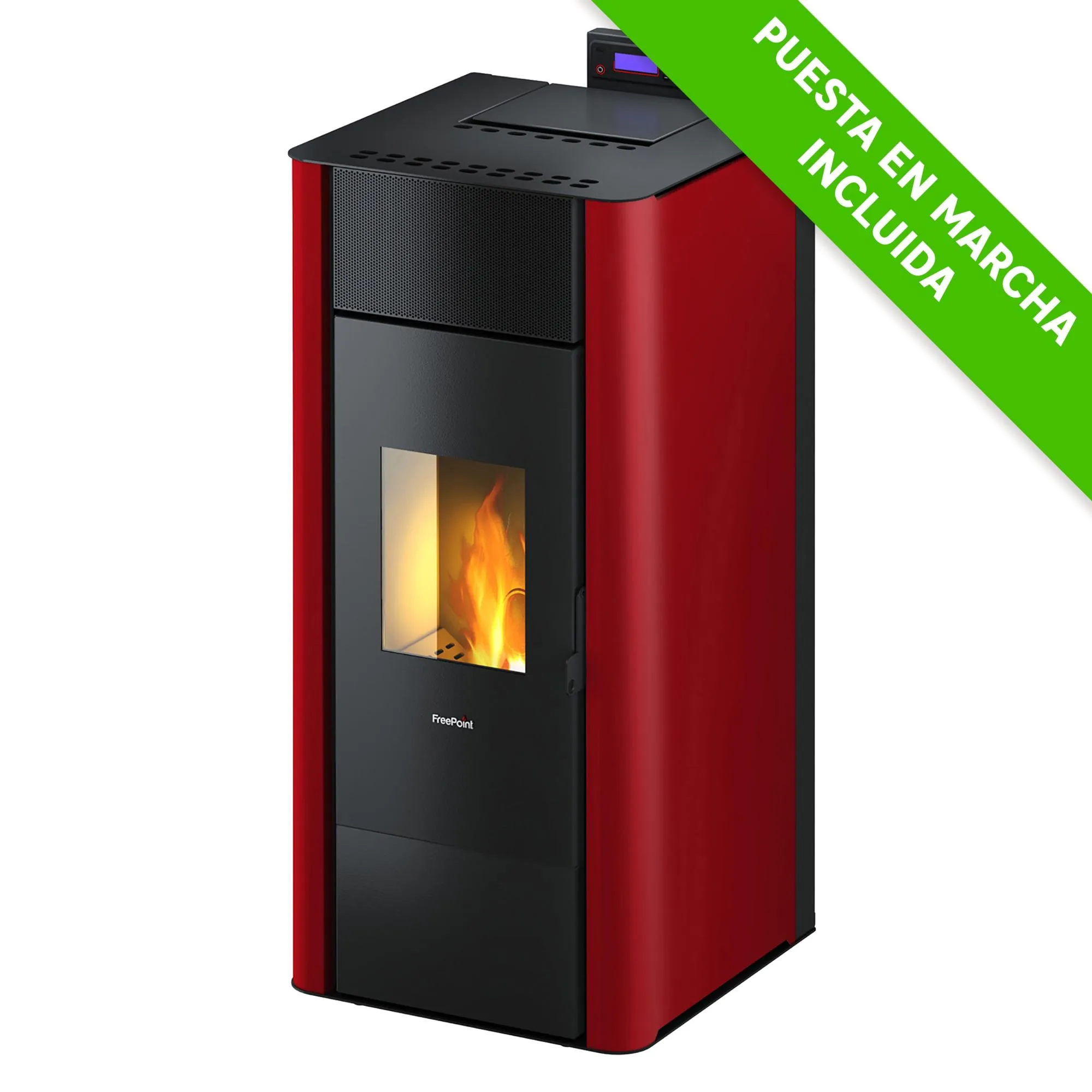 3790579.webp Hidroestufa de pellet estanca FREEPOINT Tesis 16.2 kW burdeos - Imagen 1