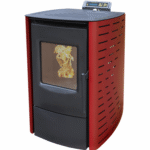 Estufa de pellets Nemaxx P6 en acero Rojo con mando a distancia – 6kW ECO-Mode