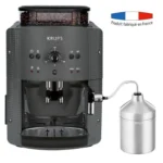KRUPS YY4451FD Cafetera del grano a la taza, 15 bar, molinillo de granos, cafetera espresso, espumador de leche, fabricado en Francia, gris