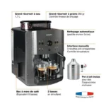 KRUPS YY4451FD Cafetera del grano a la taza, 15 bar, molinillo de granos, cafetera espresso, espumador de leche, fabricado en Francia, gris - Imagen 2